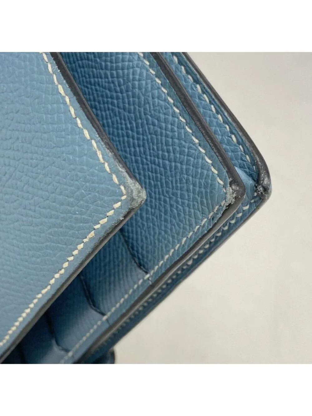Hermes Wallet Bearn Souffle Veau Epsom Blue Jean Silver